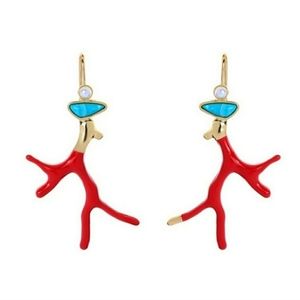 🟥🐚🌊 Red & turquoise coral statement earrings ♥️